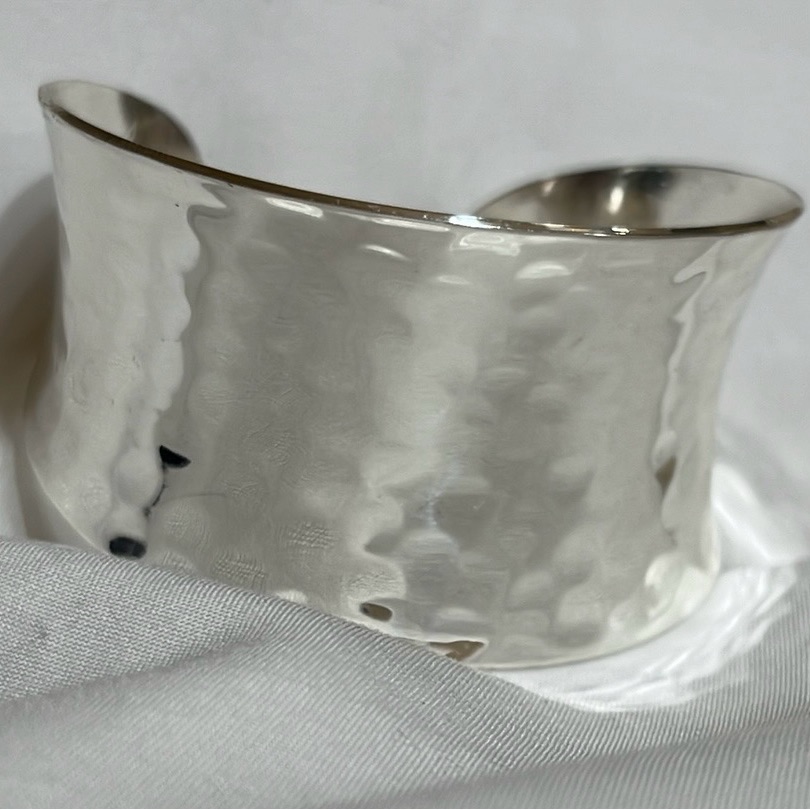 Rusted Cuff Silver Tone Wide Cuff Bracelet